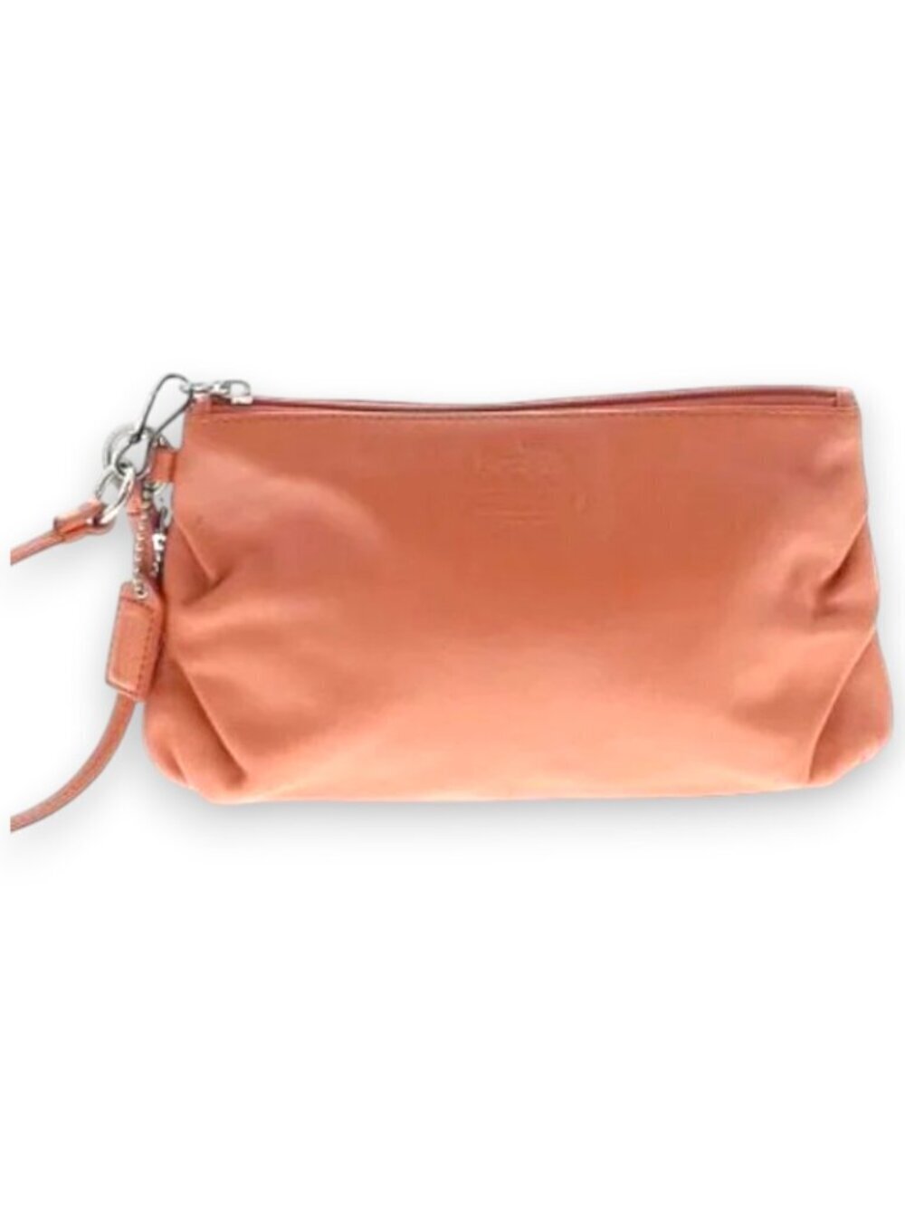 Coach Leather Wristlet Clutch with Hang Tag EUC Tan Orange
